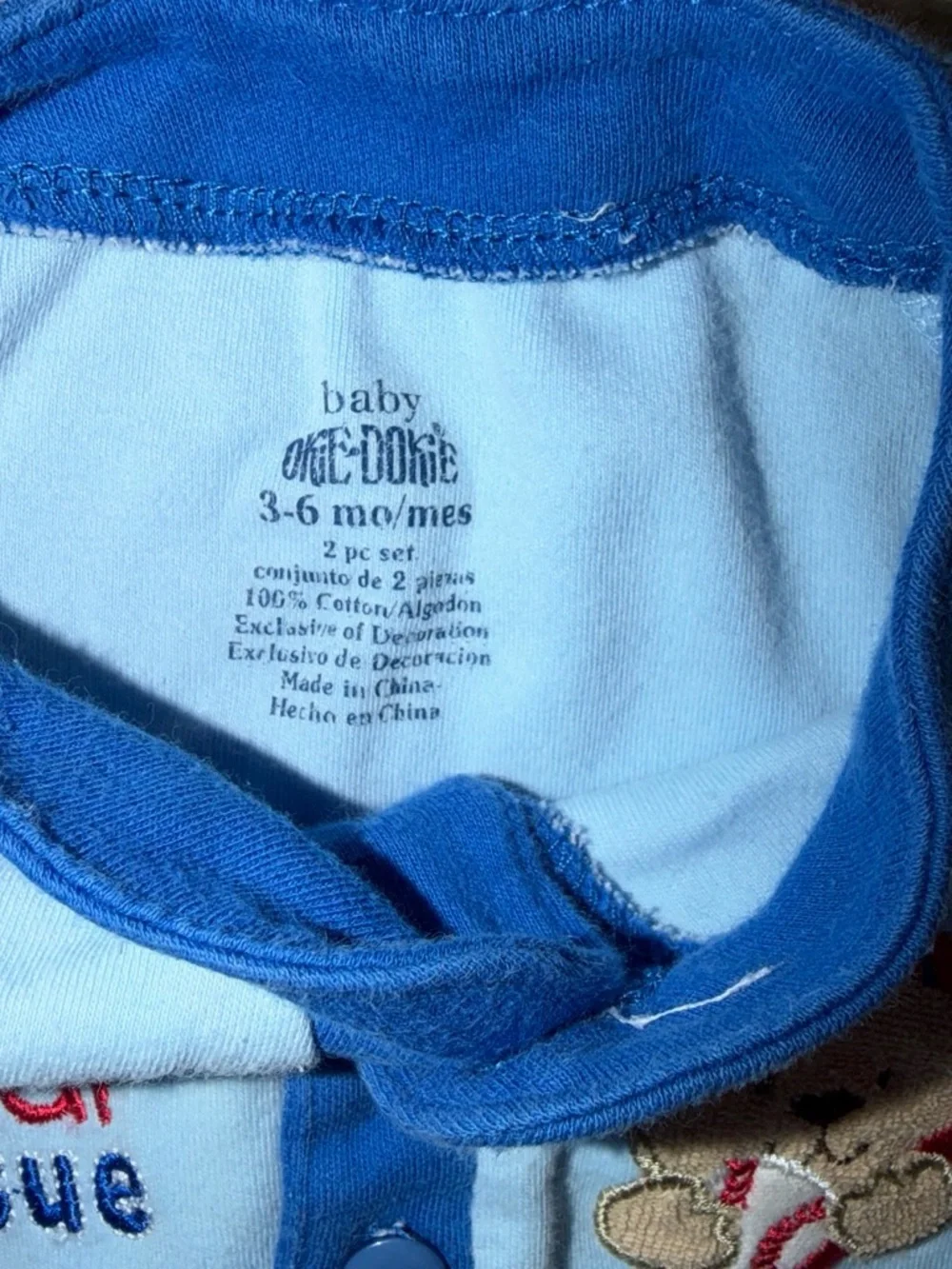 okie dokie Baby Blue and Royal Blue 3-6M Bodysuit Set